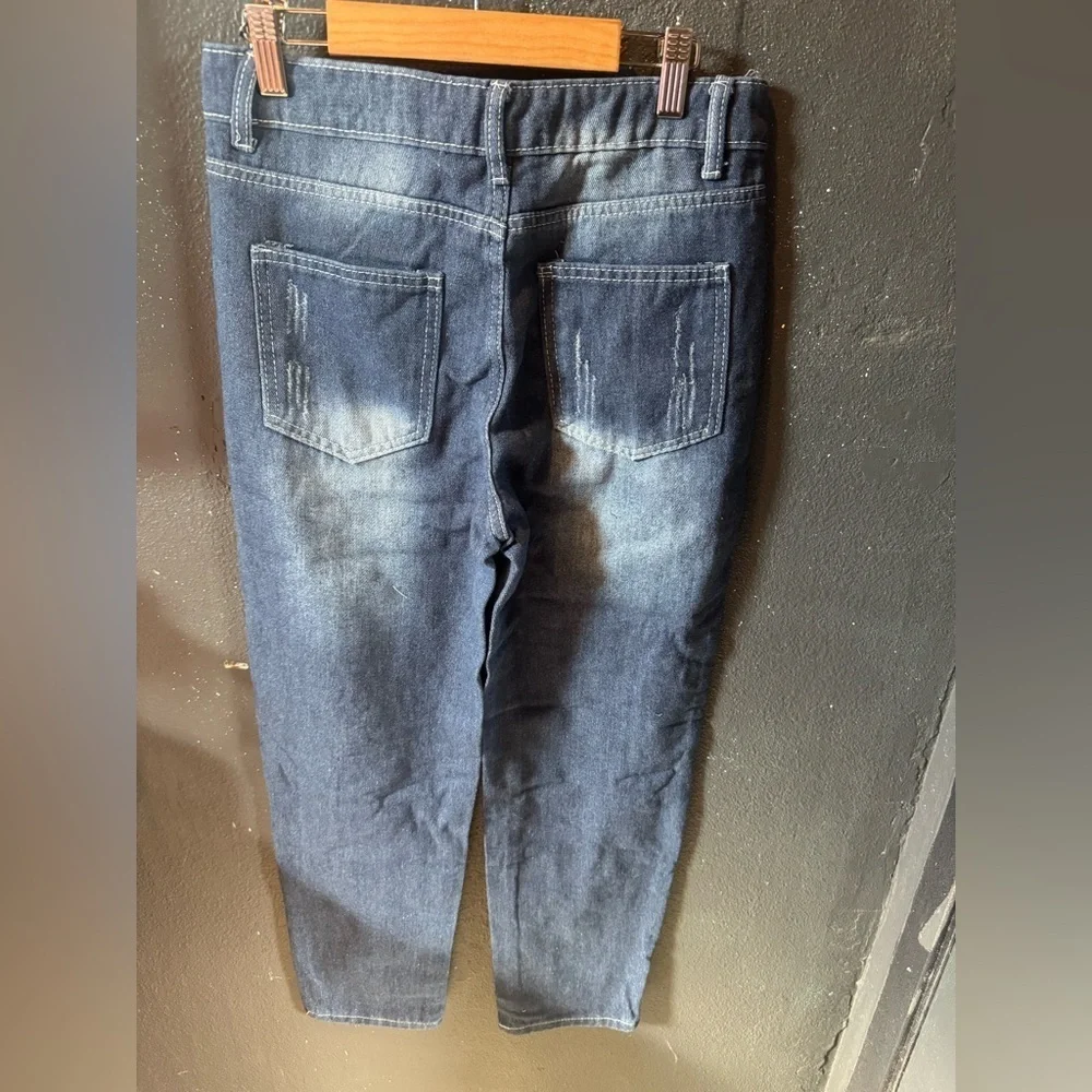Women’s Dark Wash Distressed Blue Jeans